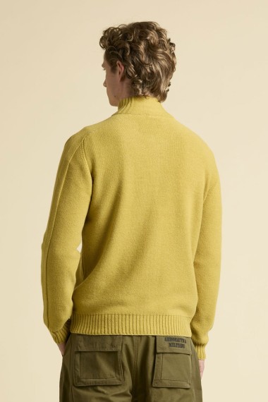 Maglia con zip in misto lana stone wash